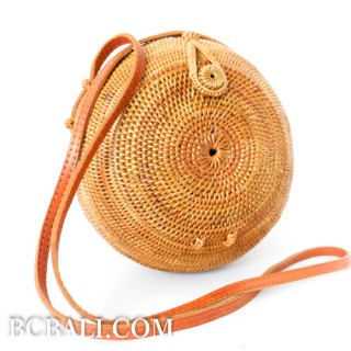 circle bag rattan ball design handmade balinese ethnic